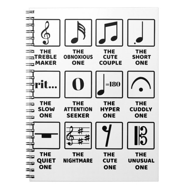 Musical Notes Symbol Definition Notebook (Front)