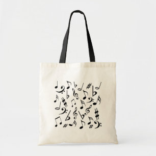 Musical Notes Tote Bag - White & Black