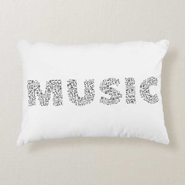 Musical Notes Typography Music Decorative Cushion (Front)
