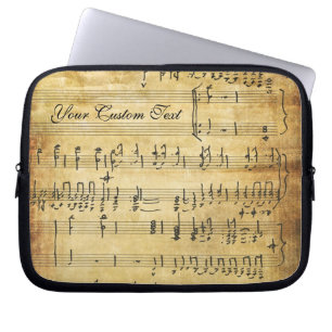 Musical Notes Vintage Grunge Parchment Laptop Sleeve