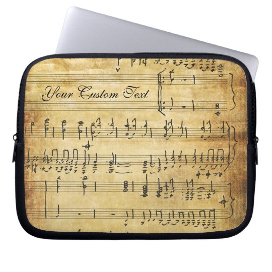 Musical Notes Vintage Grunge Parchment Laptop Sleeve