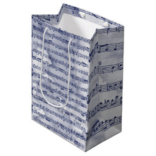 Musical notes watercolor medium gift bag