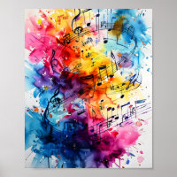 Musical Notes Watercolor Painting Art Graphic Desi