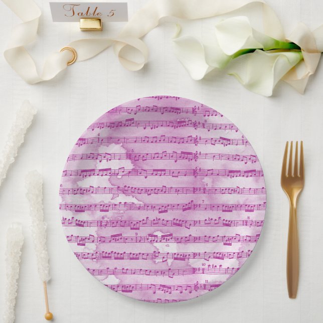Musical notes watercolor paper plate (Wedding)