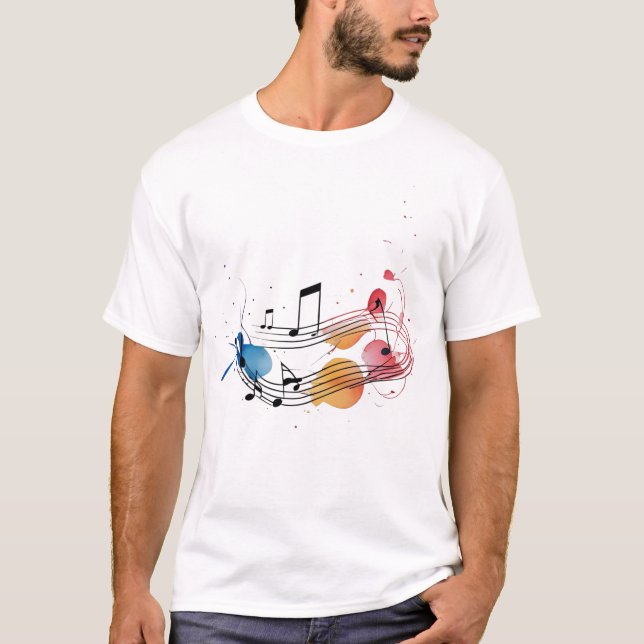 Musical Notes with Clean, Flowing Linework and Sub T-Shirt (Front)