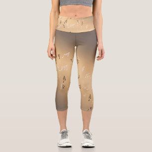 Musical Notes Yellow Gradient Ombre Capri Leggings