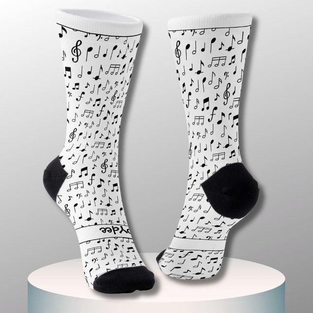 Musical notes, your text in black and white socks (Creator Uploaded)