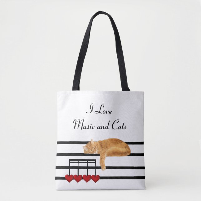 Musical orange tabby tote bag (Front)