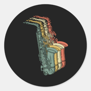 Musical Orchestra Musician Instrut Saxophone Classic Round Sticker