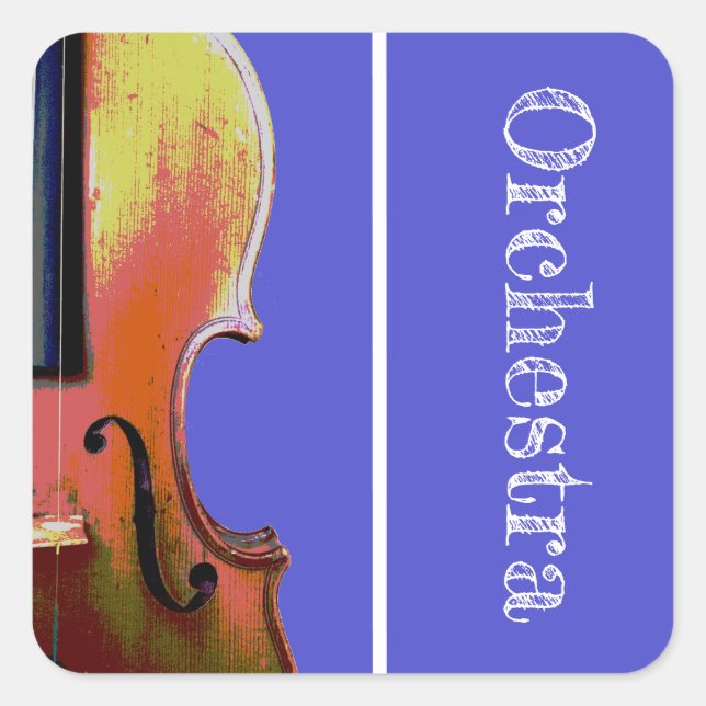 Musical Orchestra Violin Cute Purple Square Sticker (Front)