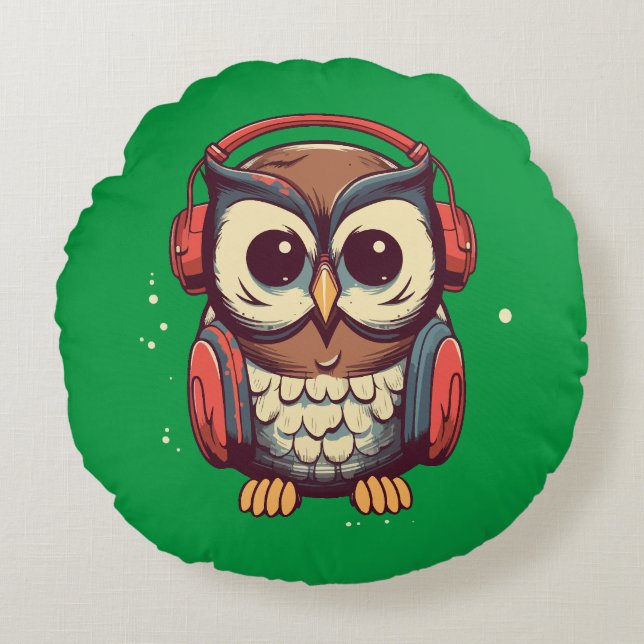 Musical Owl Round Cushion (Front)