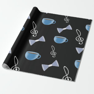 Musical party, a cup of coffee, a butterfly and a wrapping paper