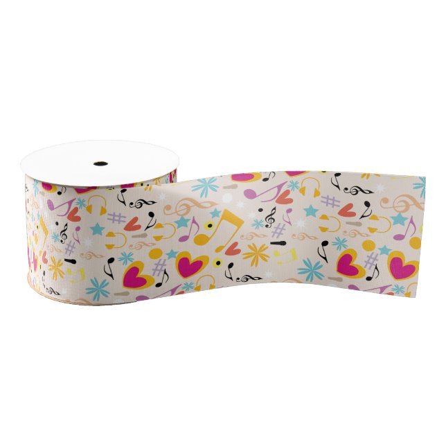 Musical Pattern in Abstract Grosgrain Ribbon (Spool)