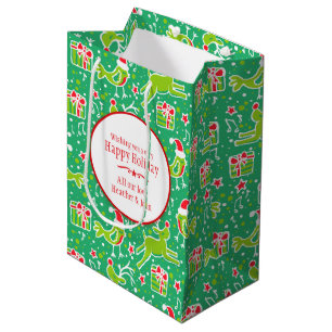 Musical personalised Christmas green gift bags
