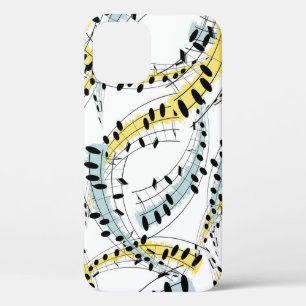 Musical Phrases: Cheerful White Background. iPhone 12 Case