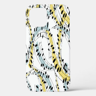 Musical Phrases: Cheerful White Background. iPhone 12 Case