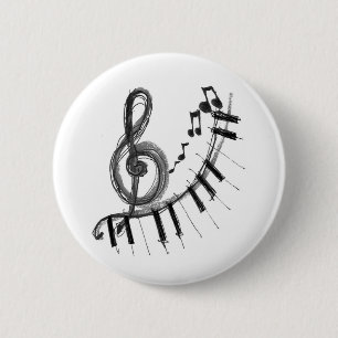 Musical Piano 6 Cm Round Badge