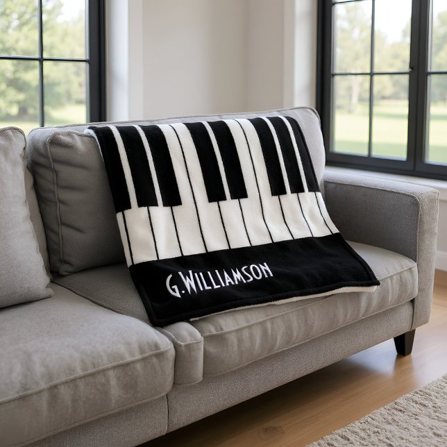Musical Piano Keys Add Your Name Fleece Blanket (Creator Uploaded)