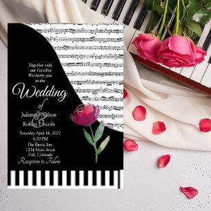 Musical Piano theme wedding invitation