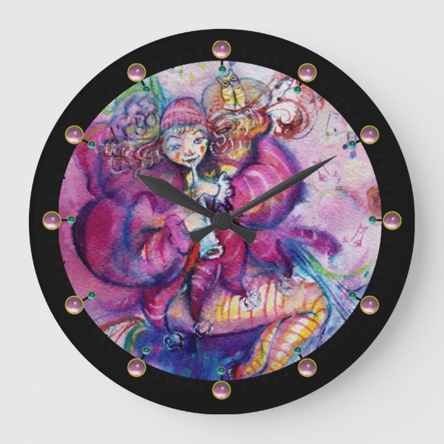 MUSICAL PINK CLOWN LARGE CLOCK (Front)