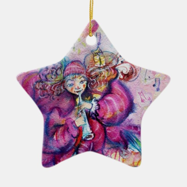 MUSICAL PINK CLOWN star Ceramic Ornament (Front)