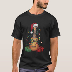 Musical Player Santa Xmas Lighting Ukulele Guitar T-Shirt
