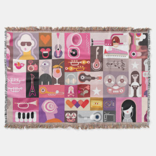 Musical pop art throw blanket