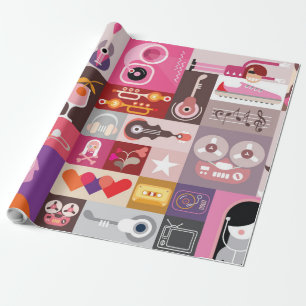 Musical pop art wrapping paper