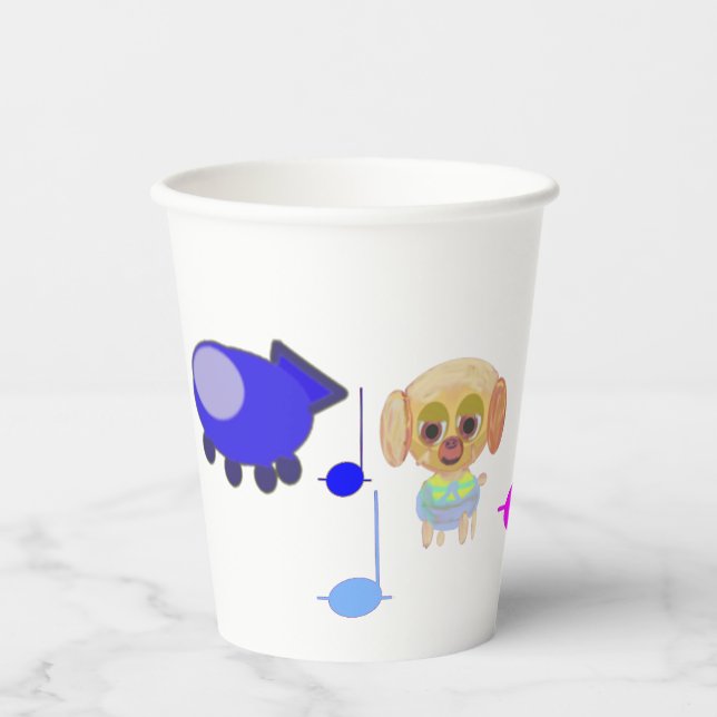 Musical Puppy Spaceship Paper Cups (Front)
