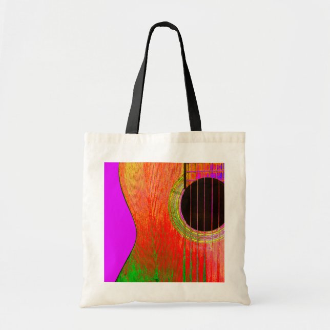 Musical Purple and Red Abstract Guitar Tote Bag (Front)