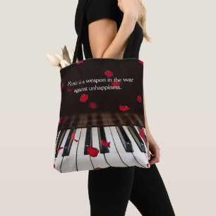 Musical Quote on Piano Keys Tote Bag