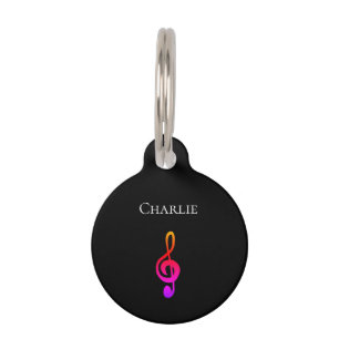 Musical Rainbow Treble Clef Pet Tag