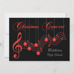 Musical Red Lace Christmas Concert Invitation