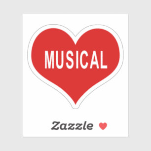 MUSICAL Red Love Heart Vinyl Sticker