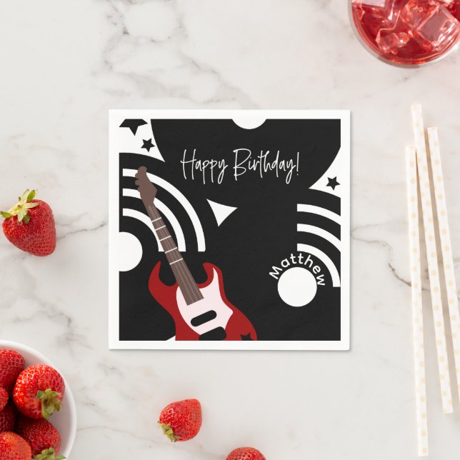 Musical Rock Star Electric Guitar Birthday Napkin (Insitu)