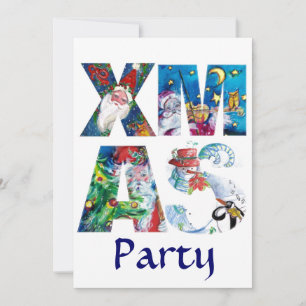 MUSICAL SANTA  AND SNOWMAN  XMAS NIGHT PARTY INVITATION
