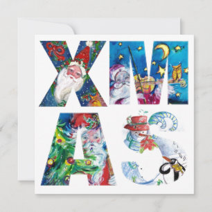 MUSICAL SANTA  AND SNOWMAN  XMAS NIGHT PARTY INVITATION