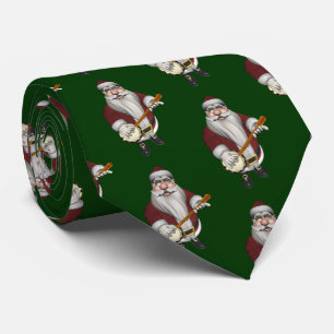 Musical Santa Claus Loves To Play Banjo Tie