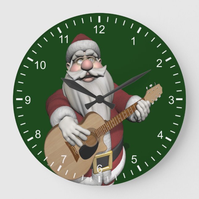 Musical Santa Claus Playing Christmas Songs Large Clock (Front)