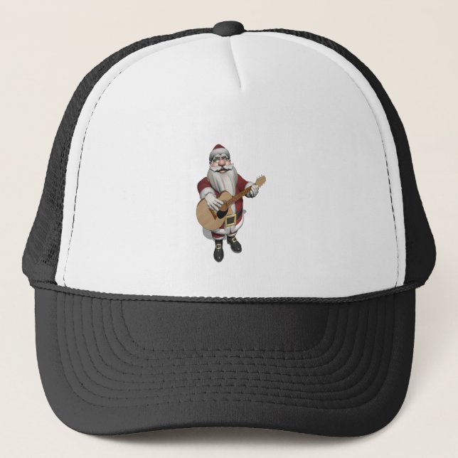 Musical Santa Claus Playing Christmas Songs Trucker Hat (Front)