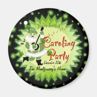 Musical Santa Elf Caroling Party Invitation Magnet
