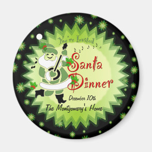 Musical Santa Elf Christmas Dinner Invitation Magn Magnet