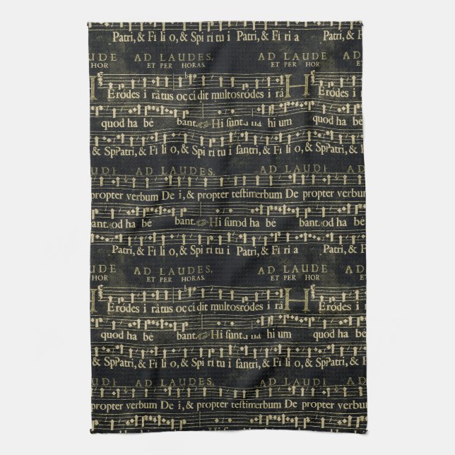 Musical Score Old Chalkboard Design Tea Towel (Vertical)