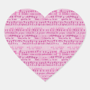 Musical Score Old Pink Paper Design Heart Sticker