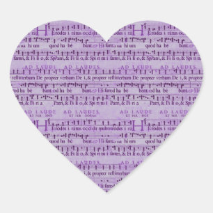 Musical Score Old Purple Paper Design Heart Sticker