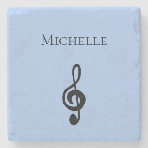 Musical Simple Treble Clef Cute Cute Custom Blue Stone Coaster