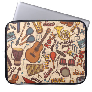 Musical Sketch: Colourful Vintage Seamless. Laptop Sleeve