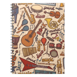 Musical Sketch: Colourful Vintage Seamless. Notebook