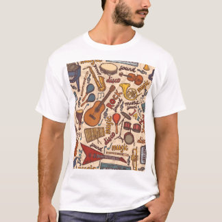Musical Sketch: Colourful Vintage Seamless. T-Shirt