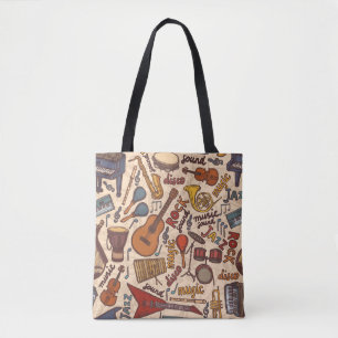 Musical Sketch: Colourful Vintage Seamless. Tote Bag